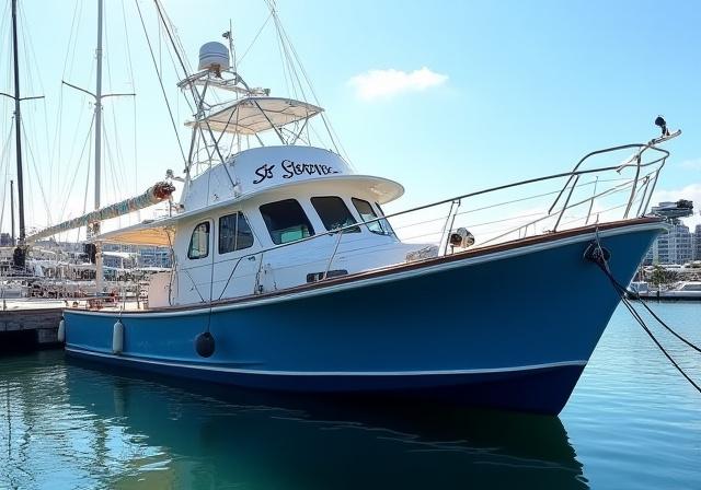 The 'Sea Serpent' fishing boat moored at the marina.